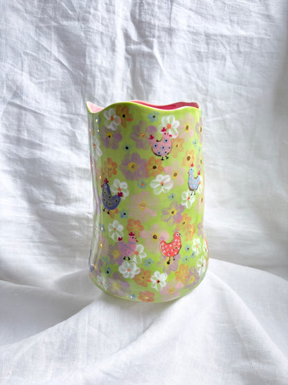 On the farm Vase 🐔💚✨14k Gold Lustre Item ✨