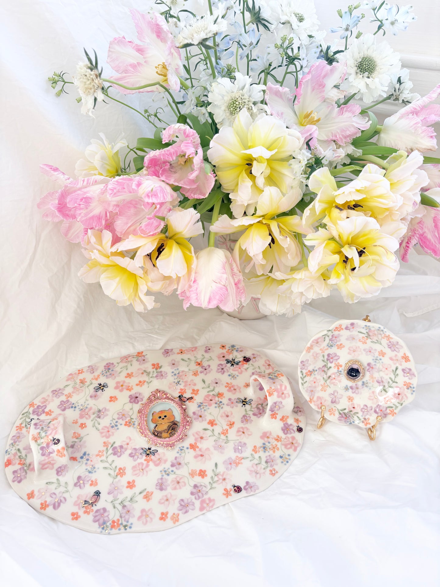 Pet Gallery Platter and Olive Plate Set ✨14k Gold Lustre Item ✨