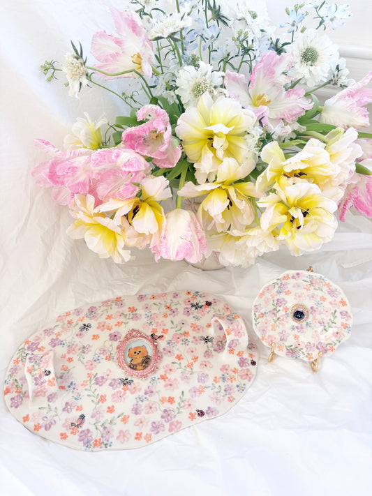 Pet Gallery Platter and Olive Plate Set ✨14k Gold Lustre Item ✨