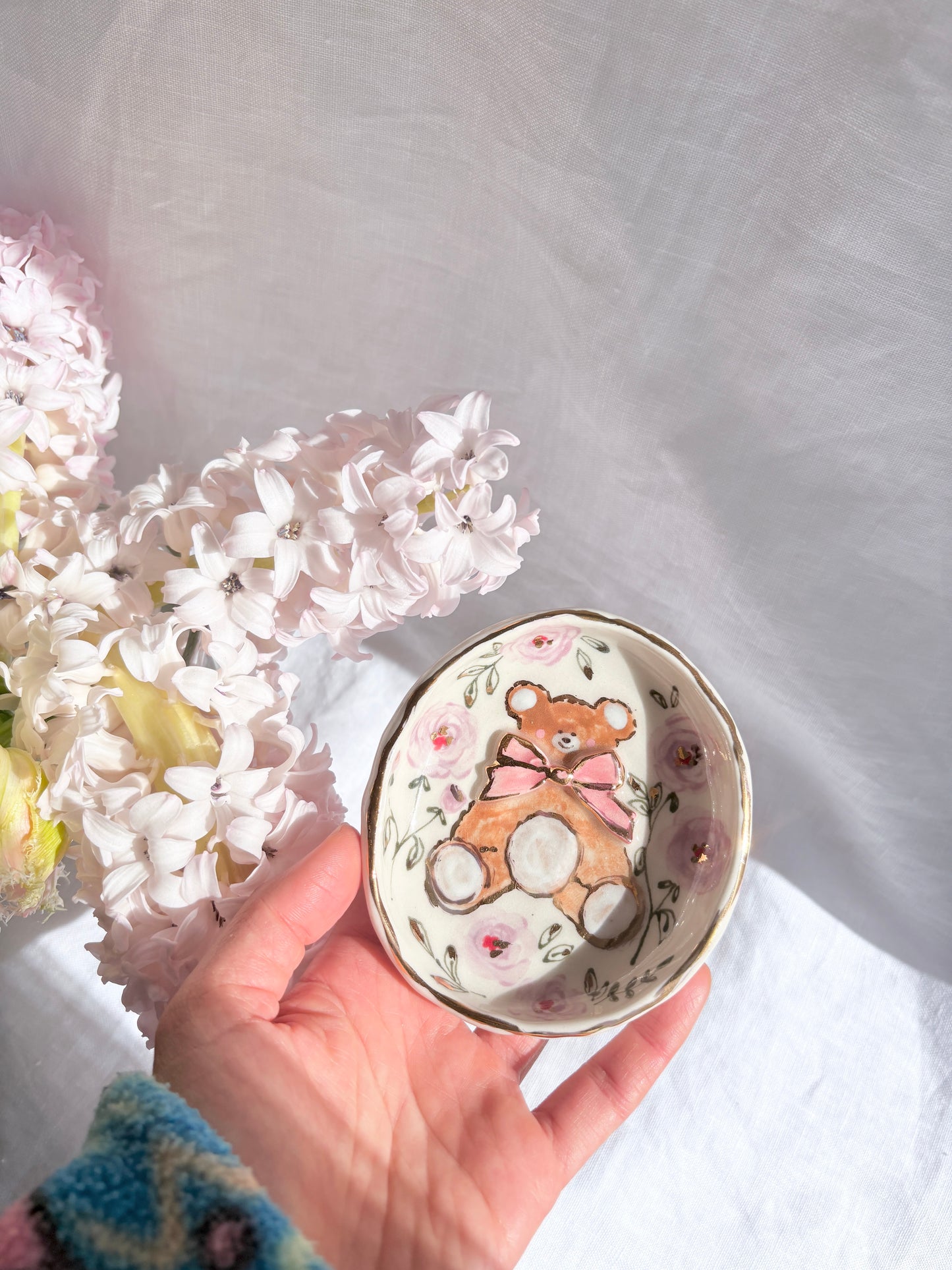 Honey Bear Ring Dish 🧸🌹✨14k Gold Lustre Item ✨