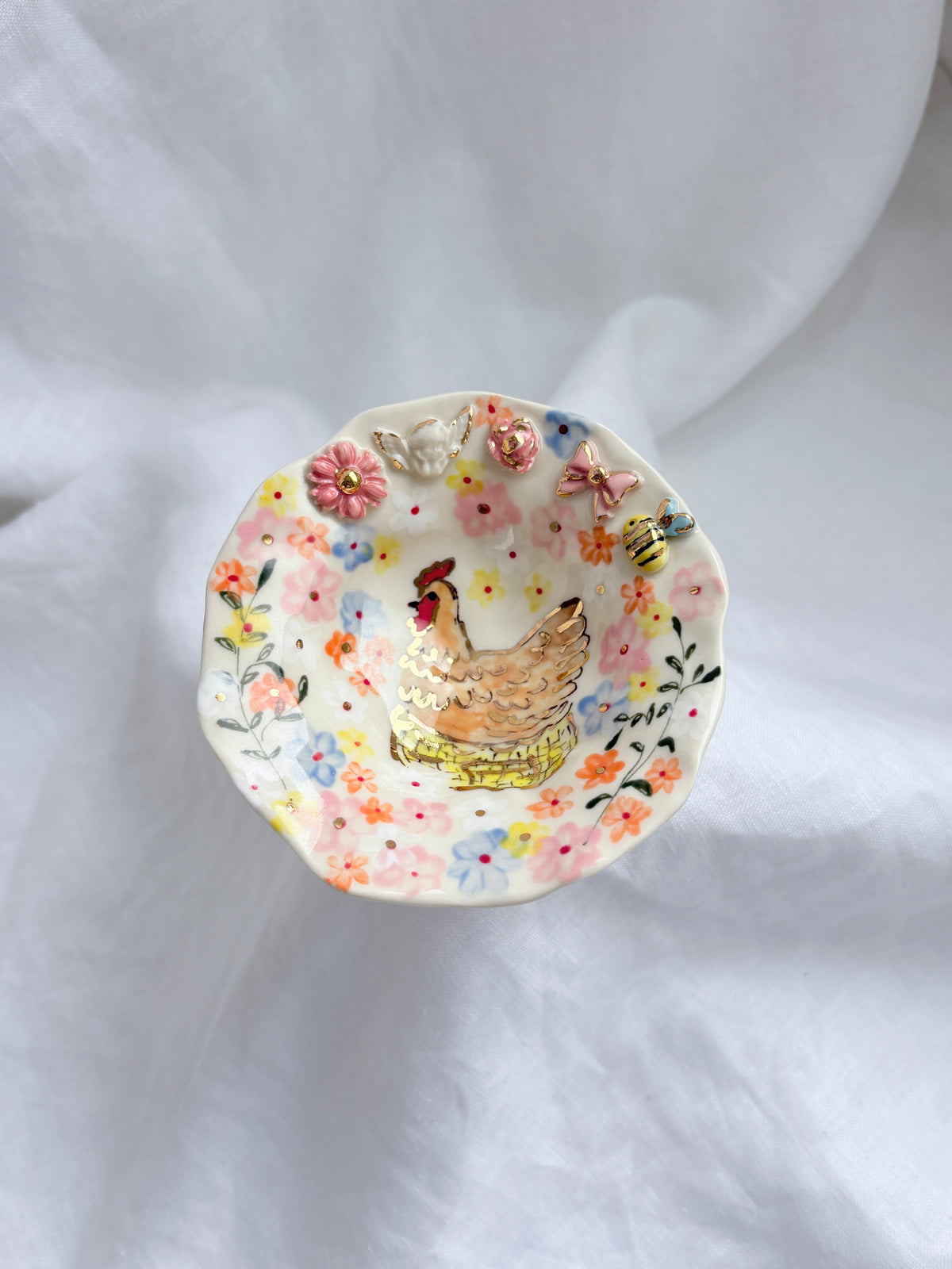 14k Gold Lustre Jewellery holder 🐔💐✨