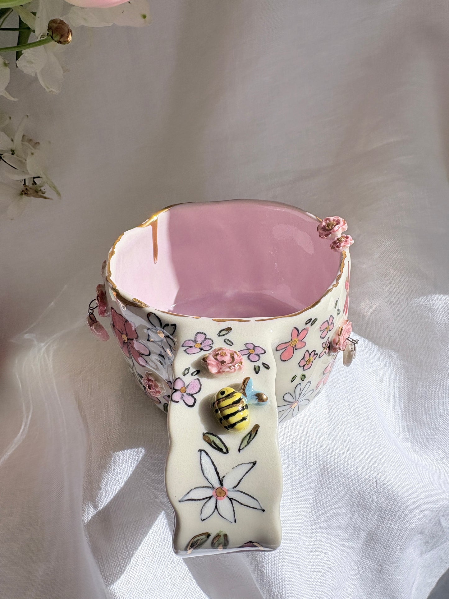 Fairy Garden Charm Mug 🧚‍♀️ 💐✨14k Gold Lustre Item ✨