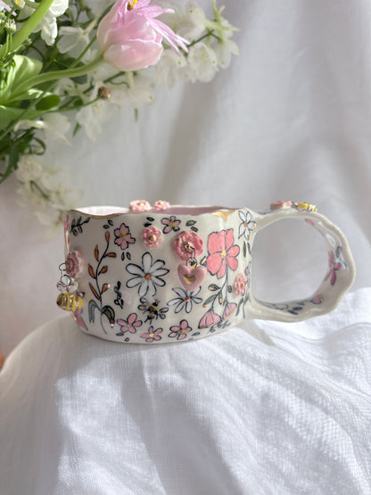 Fairy Garden Charm Mug 🧚‍♀️ 💐✨14k Gold Lustre Item ✨