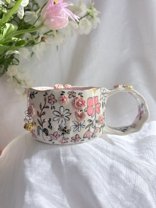 Fairy Garden Charm Mug 🧚‍♀️ 💐✨14k Gold Lustre Item ✨