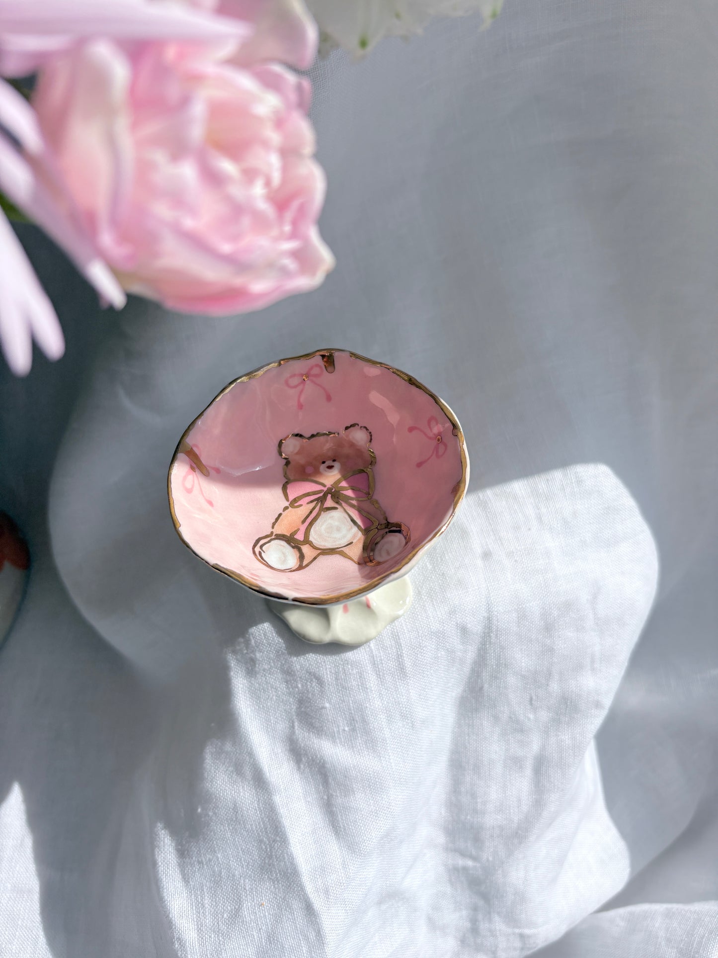 Honey Bear 🧸 🎀 Ring Dish✨14k Gold Lustre Item ✨