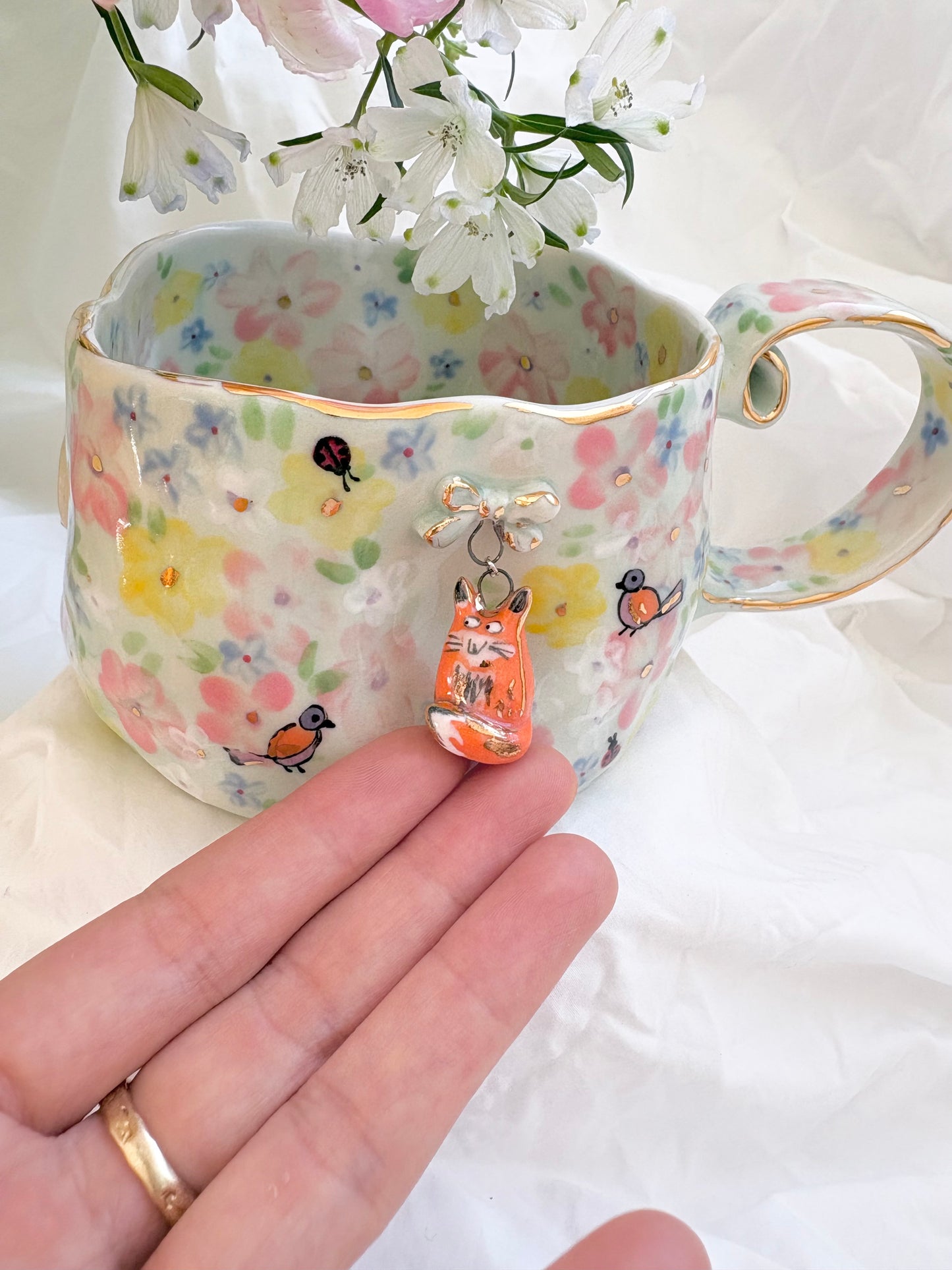 In The Forest 💐 🦊 🧚‍♀️🦜✨14k Gold Lustre Item ✨