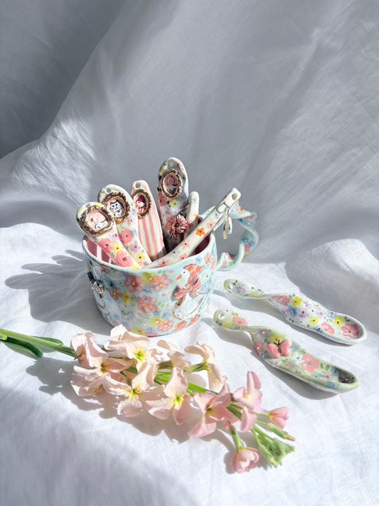 14k Gold Lustre Ceramic Spoon