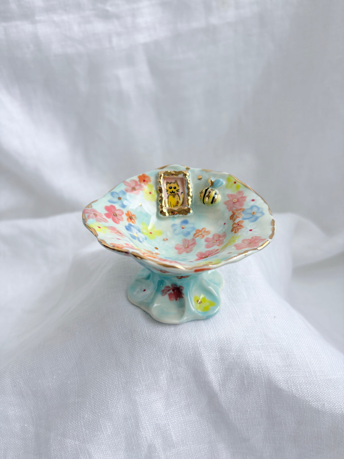 14k Gold Lustre Jewellery holder 🐈💐✨